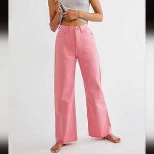 Boyish "The Charley" High Rise Rigid Wide Leg Pink Jeans